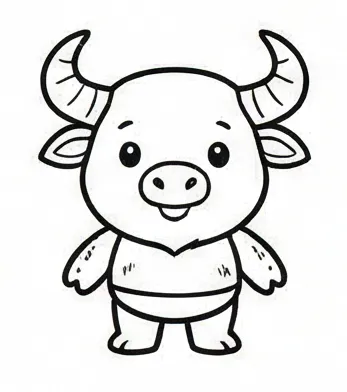 a drawing of a little pig with horns.webp